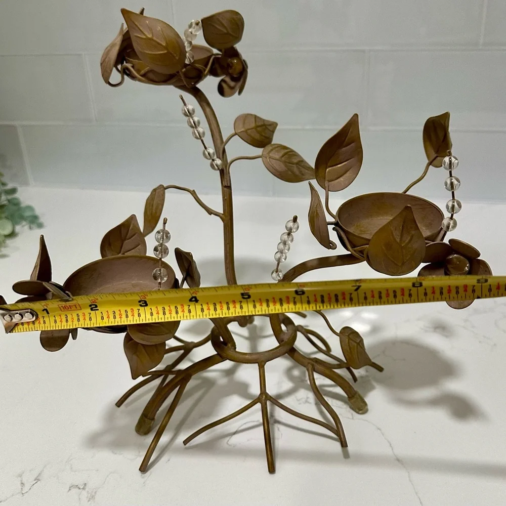 PARTYLITE 3 CANDLE HOLDER METAL VINES/FLORAL 10